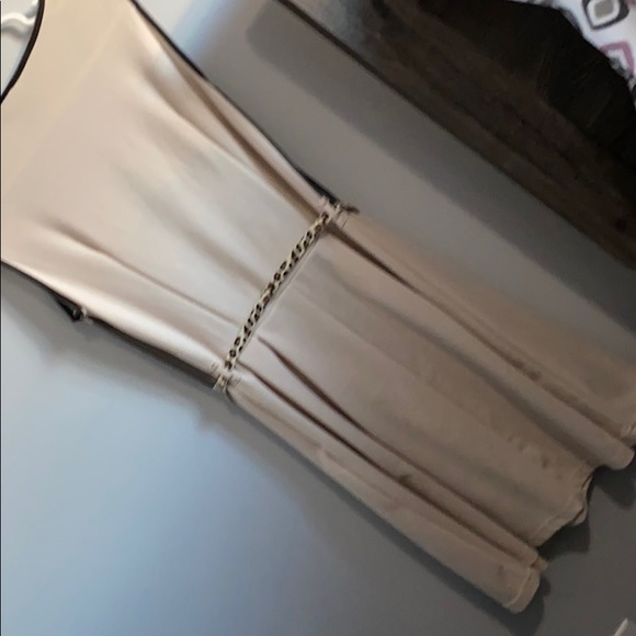 Dots tan, mesh dress with cheetah print belt - Picture 2 of 4